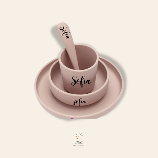 Personalisiertes Lätzli & Silikon Geschirr mit Name