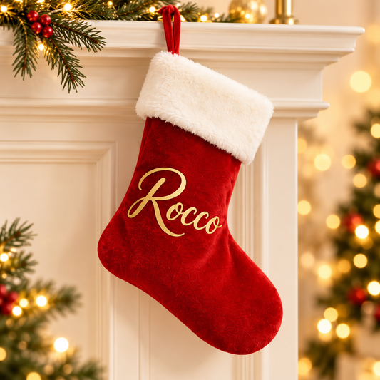 Personalisierte Weihnachtssocke aus Samt