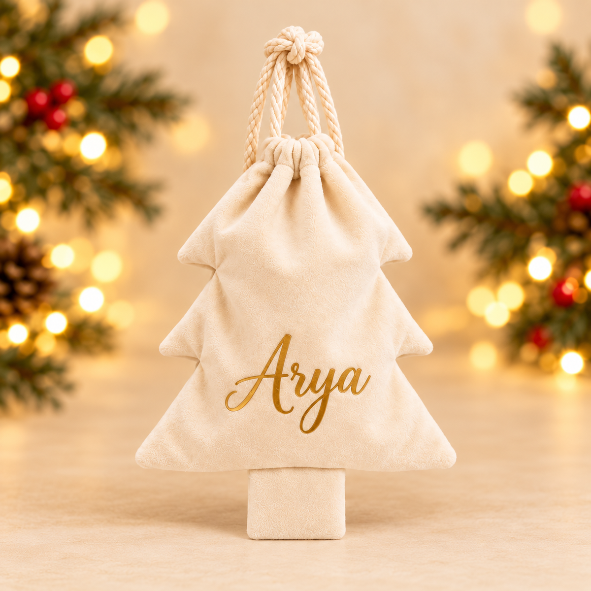Personalisiertes Tannenbaum-Säckli aus Samt