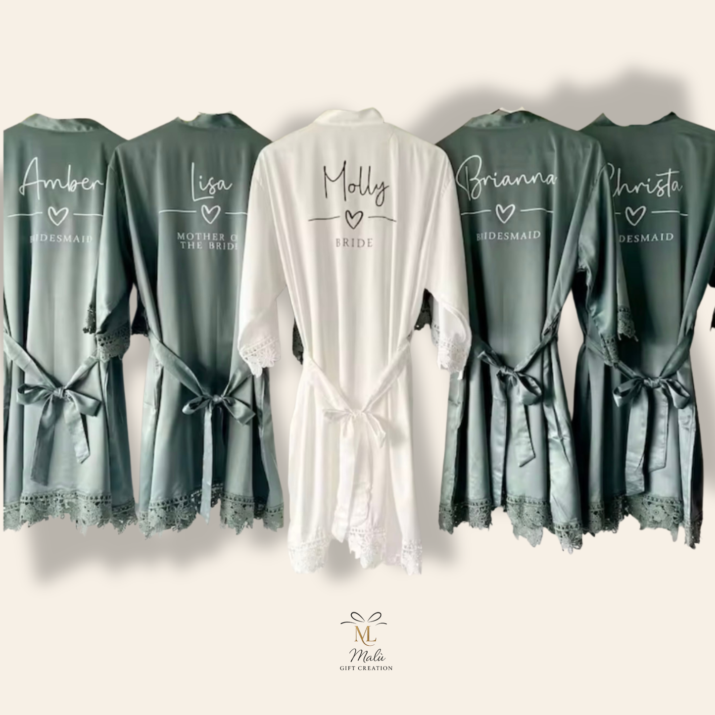 Bridesmaid Morgenmantel aus Satin