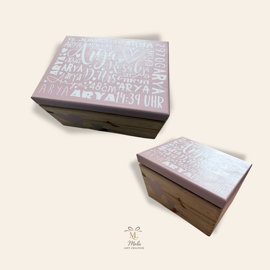 Personalisierte Erinnerungskiste zur Geburt